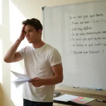 Acteur répétant son texte avec concentration et intentionnalité