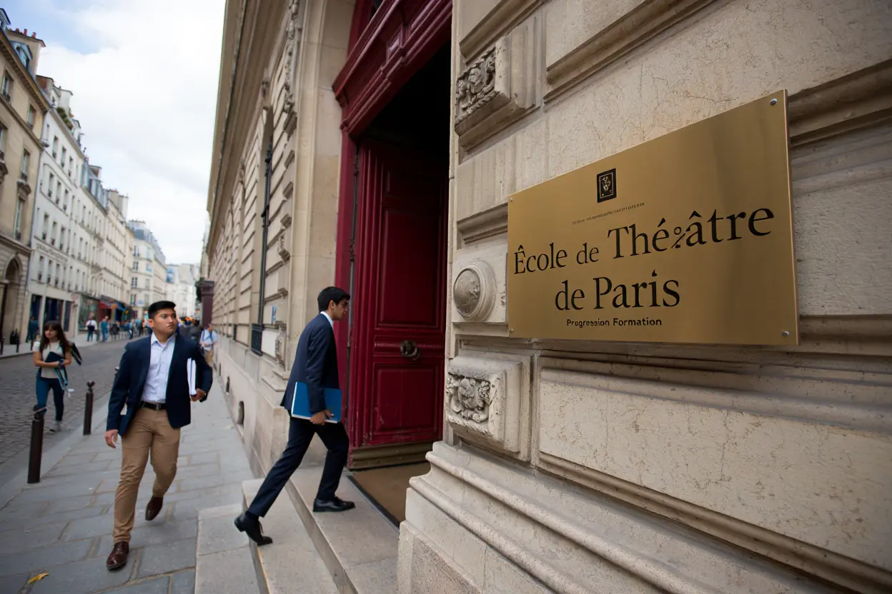 Représentation théâtrale d'une école de théâtre à Paris avec des acteurs en scène