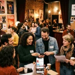 Artistes collaborant sur plateforme réseau social théâtre